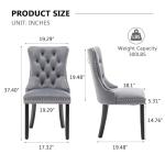 Hixkol Velvet Dining Chairs Set of 4,Upholstered Dining Chairs with Ring Pull Trim and Button Back,Modern Seating for Kitchen, Bedroom & Living Room(Grey)