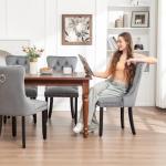 Hixkol Velvet Dining Chairs Set of 4,Upholstered Dining Chairs with Ring Pull Trim and Button Back,Modern Seating for Kitchen, Bedroom & Living Room(Grey)