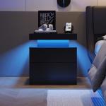 DobleCliCli LED Nightstand with 2 Drawers Modern Night Stand with LED Lights Night Stands for Living Room,Bedroom