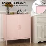 Steehoom Metal Storage Cabinet with 2 Doors, Steel Buffet Sideboard Entryway Locker Cabinet Kitchen Cupboard for Living Room, Dining Room, Kitchen, Office, Bar (Pink, 31.5" D x 15.75" W x 35.43" H)