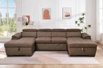 U Shaped Sleeper Sofa, 121 inch Overisze 2 in 1 Pull Out Bed, Sectional Sleeper Sofa with Double Storage Chaise for Living Room