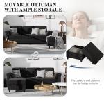 Meilocar Sectional Sofa Couch for Living Room, 79" Sectional Couches with Ottoman, L Shaped Couch with Armrests Side Storage Pockage, 3-Seat Sofa Couches for Apartment, Black