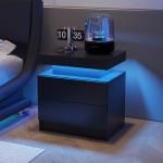 DobleCliCli LED Nightstand with 2 Drawers Modern Night Stand with LED Lights Night Stands for Living Room,Bedroom