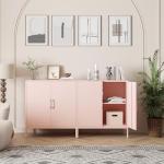 Steehoom Metal Storage Cabinet with 2 Doors, Steel Buffet Sideboard Entryway Locker Cabinet Kitchen Cupboard for Living Room, Dining Room, Kitchen, Office, Bar (Pink, 31.5" D x 15.75" W x 35.43" H)