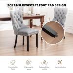 Hixkol Velvet Dining Chairs Set of 4,Upholstered Dining Chairs with Ring Pull Trim and Button Back,Modern Seating for Kitchen, Bedroom & Living Room(Grey)