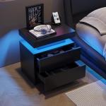 DobleCliCli LED Nightstand with 2 Drawers Modern Night Stand with LED Lights Night Stands for Living Room,Bedroom