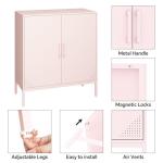 Steehoom Metal Storage Cabinet with 2 Doors, Steel Buffet Sideboard Entryway Locker Cabinet Kitchen Cupboard for Living Room, Dining Room, Kitchen, Office, Bar (Pink, 31.5" D x 15.75" W x 35.43" H)