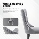 Hixkol Velvet Dining Chairs Set of 4,Upholstered Dining Chairs with Ring Pull Trim and Button Back,Modern Seating for Kitchen, Bedroom & Living Room(Grey)