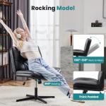 OLIXIS Criss Cross Chair Without Wheels, Cross Legged Office Chair, Armless Wide Vanity Desk Chair with Comfy PU Leather& Back - Swivel for Home Office Bedroom, Black