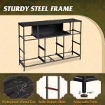 WLIVE Black Dresser TV Stand for 45, 50, 55 inch TV, Entertainment Center with LED Lights & Charging Station, Chest of Drawers with 8 Fabric Drawers and Open Shelves for Living Room, Hallway, Wood Top