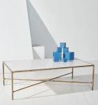 -Nordic Luxury Rectangle Marble Top Gold Metal Brass Stainless Steel Coffee Table Modern Living Room