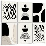 Drsoum Abstract Boho Wall Art Minimalist Geometric Framed Boho Room Decor Black Line Art Mid Century Modern Prints Bohemian Living Room Bedroom Ready to Hang 8x10inx6pcs (Framed)