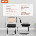 VEVOR Rattan Dining Chairs Set of 2, Mid Century Modern Dining Chair, Upholstered Velvet Accent Chair with Rattan Back, Retro Dining Room Kitchen Chair for Living Room, Bedroom(18.1 Inch)