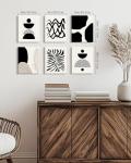 Drsoum Abstract Boho Wall Art Minimalist Geometric Framed Boho Room Decor Black Line Art Mid Century Modern Prints Bohemian Living Room Bedroom Ready to Hang 8x10inx6pcs (Framed)