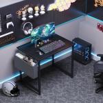 OLIXIS Computer Desk 31 Inch Home Office Desks for Small Spaces, Gaming Writing Study Work Table with Storage Bag for Bedroom, Black