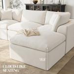 Cloud Sectional Couches for Living Room | 108 Inch L-Shaped Boneless Couch with Ottoman | Modular Sectionals Sofa Couch Ivory White