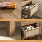 SICOTAS Rattan Nightstands Set of 2 - Farmhouse Night Stand with Drawer and Storage Shelf - Boho Bedside Table End Side Table for Bedroom, Oak