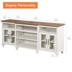 WAMAPT Buffet Cabinet with 4 Glass Doors, Large Coffee Bar Tables Wood Kitchen Storage Cabinets with 9 Storages, Modern Farmhouse Sideboard Credenza, Antique White, 70 inch