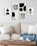 Drsoum Abstract Boho Wall Art Minimalist Geometric Framed Boho Room Decor Black Line Art Mid Century Modern Prints Bohemian Living Room Bedroom Ready to Hang 8x10inx6pcs (Framed)