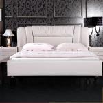 Eco-friendly Leather Fashion Bed Storage Decor Aesthetic Double Bed Frame Soft Backrest Bedside Table Drawers Bedroom Furniture