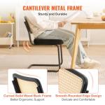 VEVOR Rattan Dining Chairs Set of 2, Mid Century Modern Dining Chair, Upholstered Velvet Accent Chair with Rattan Back, Retro Dining Room Kitchen Chair for Living Room, Bedroom(18.1 Inch)