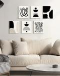 Drsoum Abstract Boho Wall Art Minimalist Geometric Framed Boho Room Decor Black Line Art Mid Century Modern Prints Bohemian Living Room Bedroom Ready to Hang 8x10inx6pcs (Framed)