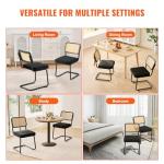 VEVOR Rattan Dining Chairs Set of 2, Mid Century Modern Dining Chair, Upholstered Velvet Accent Chair with Rattan Back, Retro Dining Room Kitchen Chair for Living Room, Bedroom(18.1 Inch)