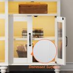 WAMAPT Buffet Cabinet with 4 Glass Doors, Large Coffee Bar Tables Wood Kitchen Storage Cabinets with 9 Storages, Modern Farmhouse Sideboard Credenza, Antique White, 70 inch