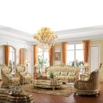 European large size living room furniture set solid wood leather sofa combination home