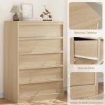 GarveeHome 5 Drawer Dresser for Bedroom, Modern 5 Chest of Drawers Tall with Large Drawers Storage, Wooden Dresser Organizer for Living Room, Nursery, Entryway - Natural