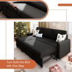 Compact Linen L-Shaped Sofa Bed with Storage, Black, Ideal for Living Rooms and Apartments