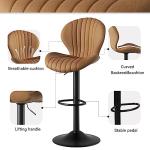 Nalupatio Modern Bar Stools Set of 2, Adjustable Fabric Upholstered Swivel Bar Chairs, Counter Height Barstools with High Backrest, for Bar Kitchen Island, Dining Room, Brown