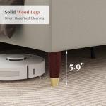 Jocisland King Upholstered Platform Bed Frame with 51.2" Tall Wingback Headboard–Solid Wood Legs, No Box Spring Needed, Brown Linen–Modern Style for Any Bedroom