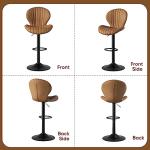 Nalupatio Modern Bar Stools Set of 2, Adjustable Fabric Upholstered Swivel Bar Chairs, Counter Height Barstools with High Backrest, for Bar Kitchen Island, Dining Room, Brown