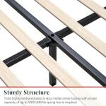 Jocisland King Upholstered Platform Bed Frame with 51.2" Tall Wingback Headboard–Solid Wood Legs, No Box Spring Needed, Brown Linen–Modern Style for Any Bedroom