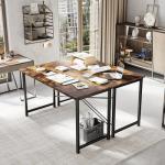 OLIXIS 55 Inch Computer Office Desk for Small Spaces, Writing Gaming Work Desk Modern Study Table with Storage Bag & Headphone Hook Home Bedroom, Rustic Brown