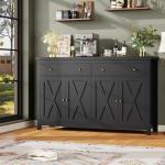 Sideboard Buffet Cabinet with Storage, 55" Large Kitchen Storage Cabinet with 2 Drawers and 4 Doors, Wood Coffee Bar Buffet Tabl