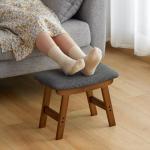 Furshus Foot Stool Ottoman Foot Rest Under Desk,Small Stool for Living Room, Bedroom and Kitchen (Brown Legs - Gray Stool Surface)
