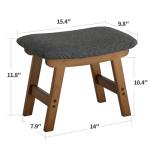 Furshus Foot Stool Ottoman Foot Rest Under Desk,Small Stool for Living Room, Bedroom and Kitchen (Brown Legs - Gray Stool Surface)