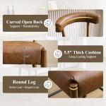 DM Furniture 26.5" Bar Stools Set of 4, Modern Faux Leather Counter Height Barstools with Curved Back and Rubberwood Frame Upholstered Kitchen Stool for Kitchen Island, Bar Pub, Brown