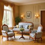 French Versailles Fabric Sofa Baroque Court  French European Fabric Sofa