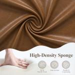 DM Furniture 26.5" Bar Stools Set of 4, Modern Faux Leather Counter Height Barstools with Curved Back and Rubberwood Frame Upholstered Kitchen Stool for Kitchen Island, Bar Pub, Brown