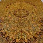 305x427cm Handknotted Silk Rug Oversized Yellow French Style Bedroom Carpet