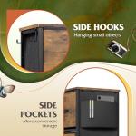 WLIVE Fabric Dresser for Bedroom with 10 Drawers, Chest of Drawers with Side Pockets and Hooks, Sturdy Metal Frame, Drawers Organizer Unit for Living Room, Hallway, Rustic Brown Wood Grain Print