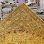 305x427cm Handknotted Silk Rug Oversized Yellow French Style Bedroom Carpet