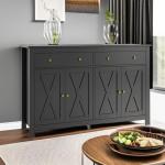 Sideboard Buffet Cabinet with Storage, 55" Large Kitchen Storage Cabinet with 2 Drawers and 4 Doors, Wood Coffee Bar Buffet Tabl