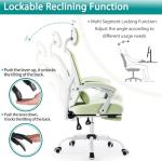 DUMOS Office Desk Chair with Footrest Ergonomic Gaming Chair for Adults Computer Mesh, Lumbar Support,Swivel Reclining with Headrest, Comfy Armrest for Home, Office, Work, Study, Light Green