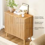 REHOOPEX Fluted Storage Cabinet, Buffet Cabinet Sideboard, Modern Accent Cabinet Console Table for Entryway, Living Room