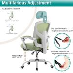 DUMOS Office Desk Chair with Footrest Ergonomic Gaming Chair for Adults Computer Mesh, Lumbar Support,Swivel Reclining with Headrest, Comfy Armrest for Home, Office, Work, Study, Light Green