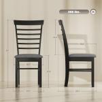 HOMCOM Wooden Dining Chairs Set of 2, Farmhouse Upholstered Kitchen Chairs with Rubber Wood Frame for Living Room, Dining Room, Black and Gray